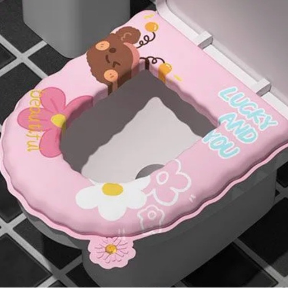 Pink Floral Toilet Seat Cover